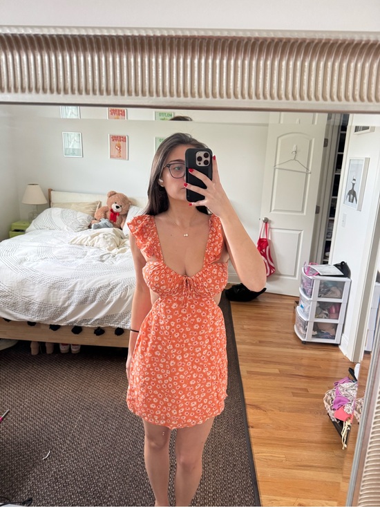 Abercrombie & Fitch Dresses & Skirts - Orange Floral Cut-Out Sundress Size Small